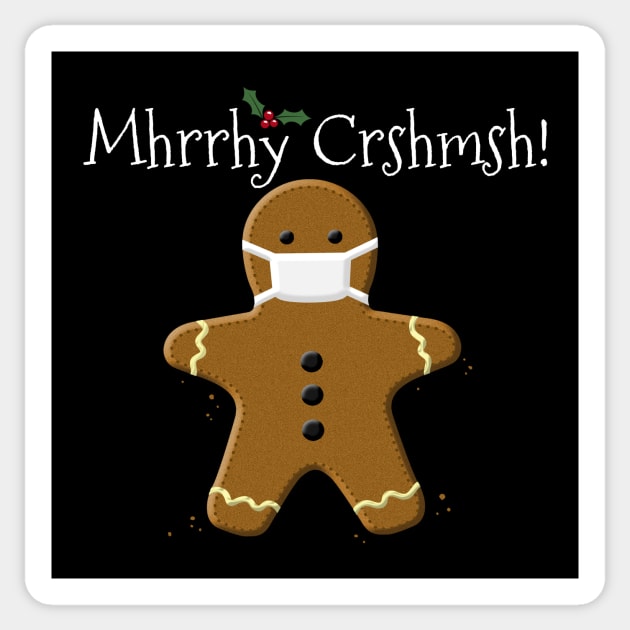 Social Distance Christmas Gingerbread Man Cookie & Face Mask Sticker by cottoncanvas